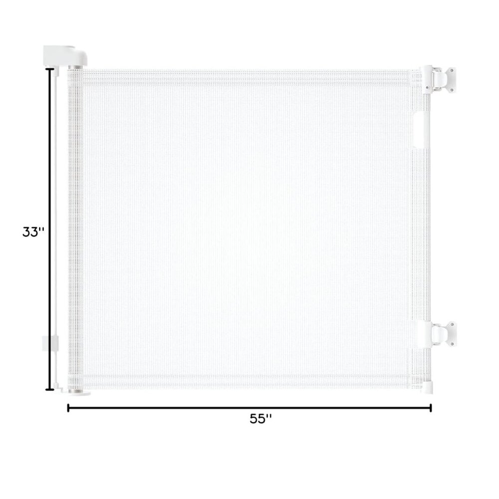 Dearlomum Retractable Baby or Dog Mesh Fabric Gate 33" H Extends 55" White
